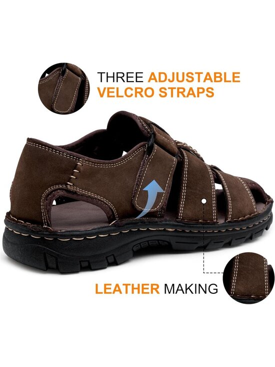 Men\'s Brown Sandals Leather Open Toe Beach Sandal Outdoor Sport Hiking main image 5